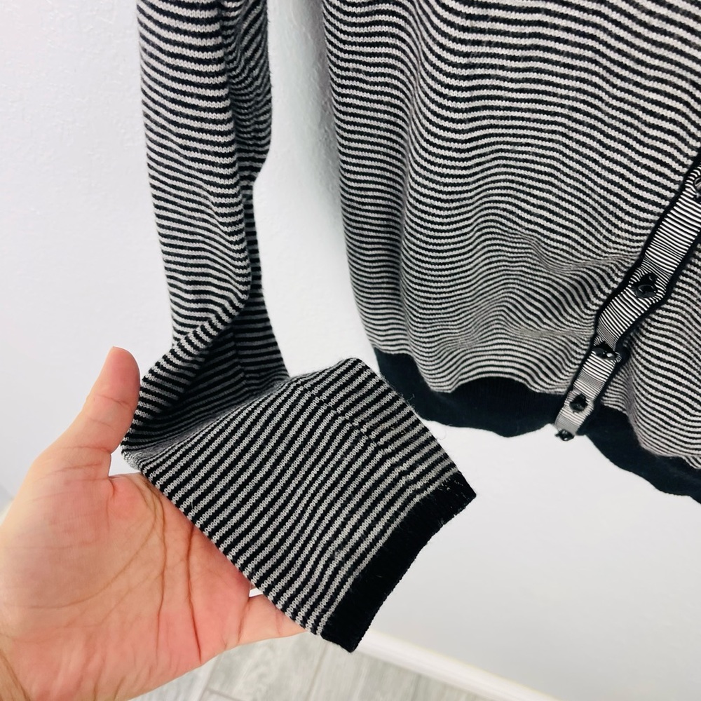 Anthropologie Karen Nicol Striped Pom Pom Cardigan - Picture 4 of 9